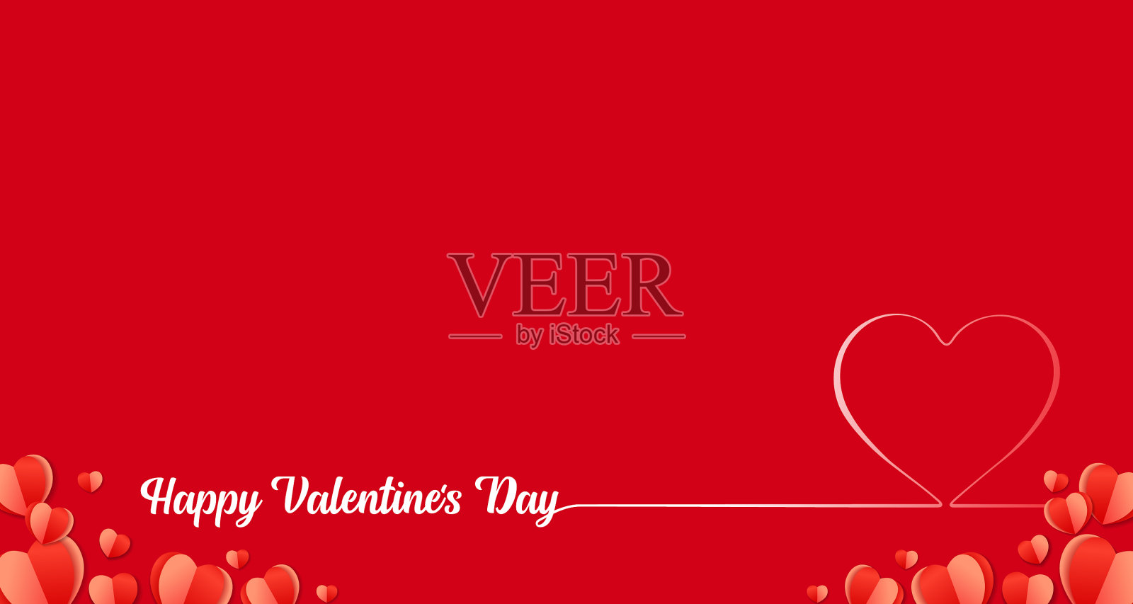 情人节快乐，写着红心的卡片插画图片素材