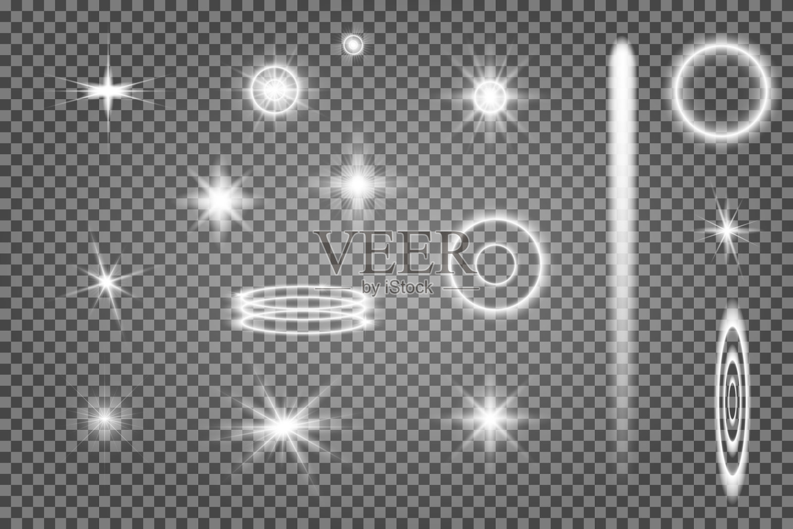 光发光耀斑星效应透明插画图片素材