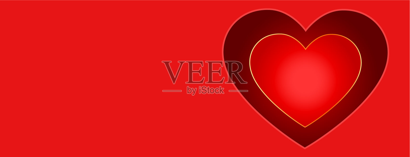 情人节快乐，心形设计的红旗插画图片素材