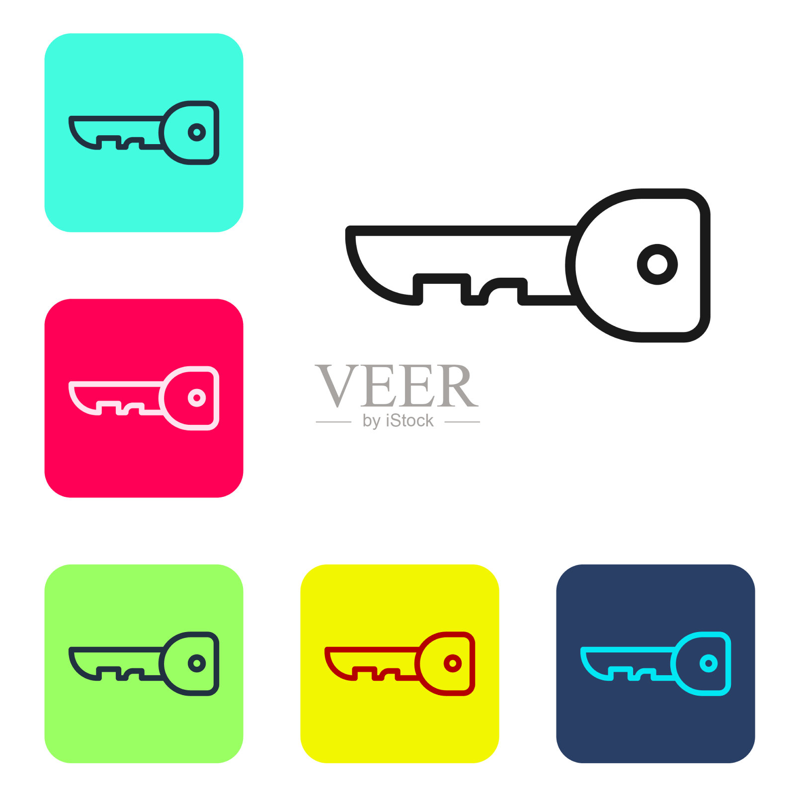 黑线键图标隔离在白色背景上图标素材