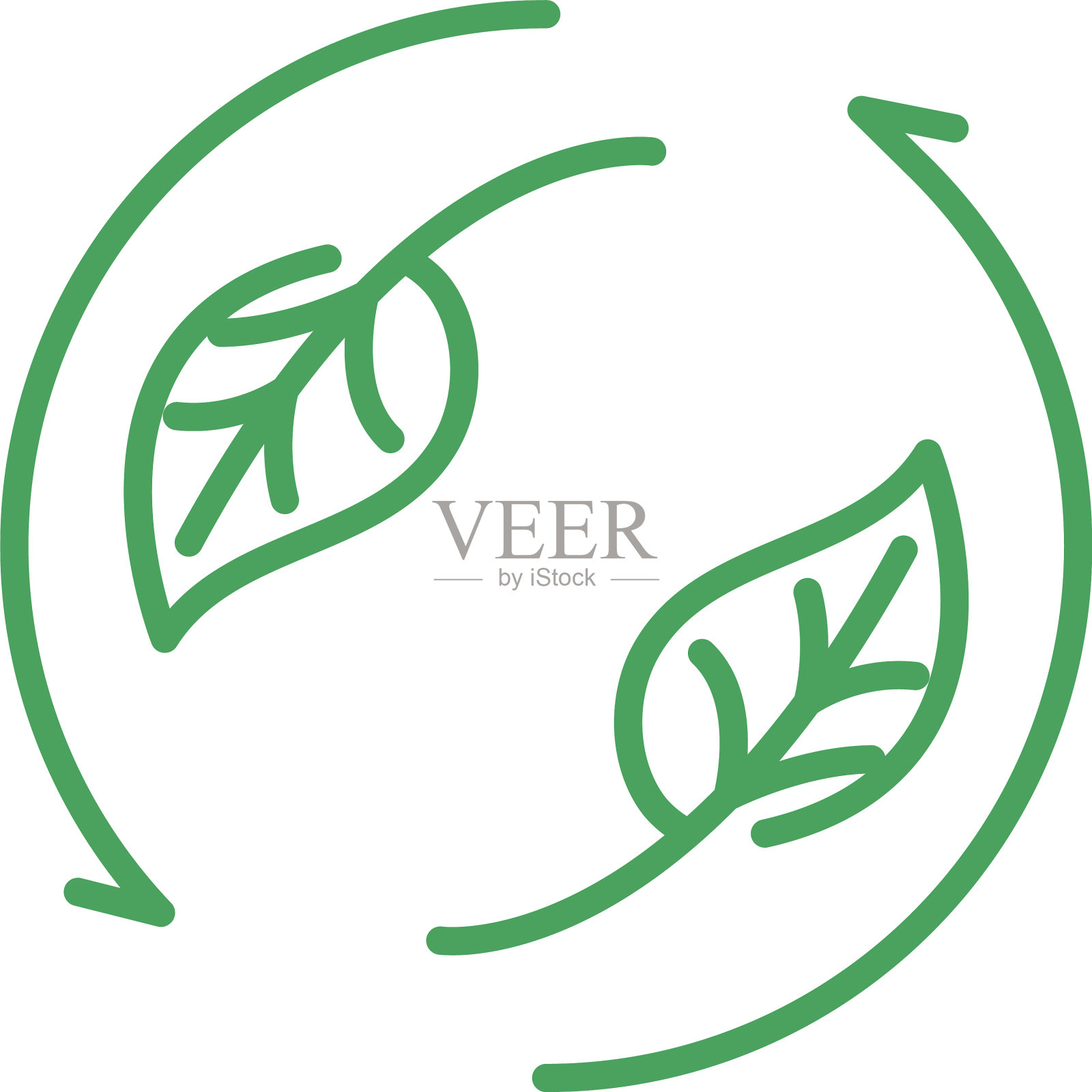 有机自然叶片循环生态绿线设计元素图片