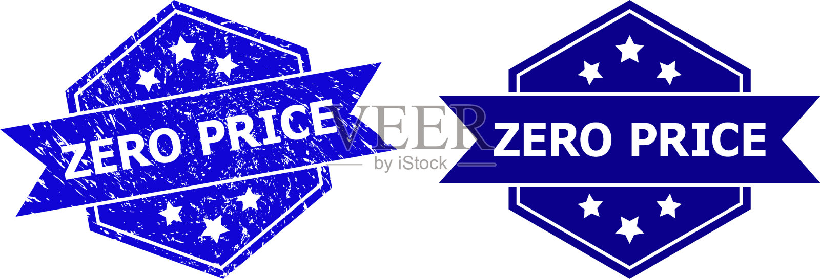 六角零价格水印与刮花插画图片素材