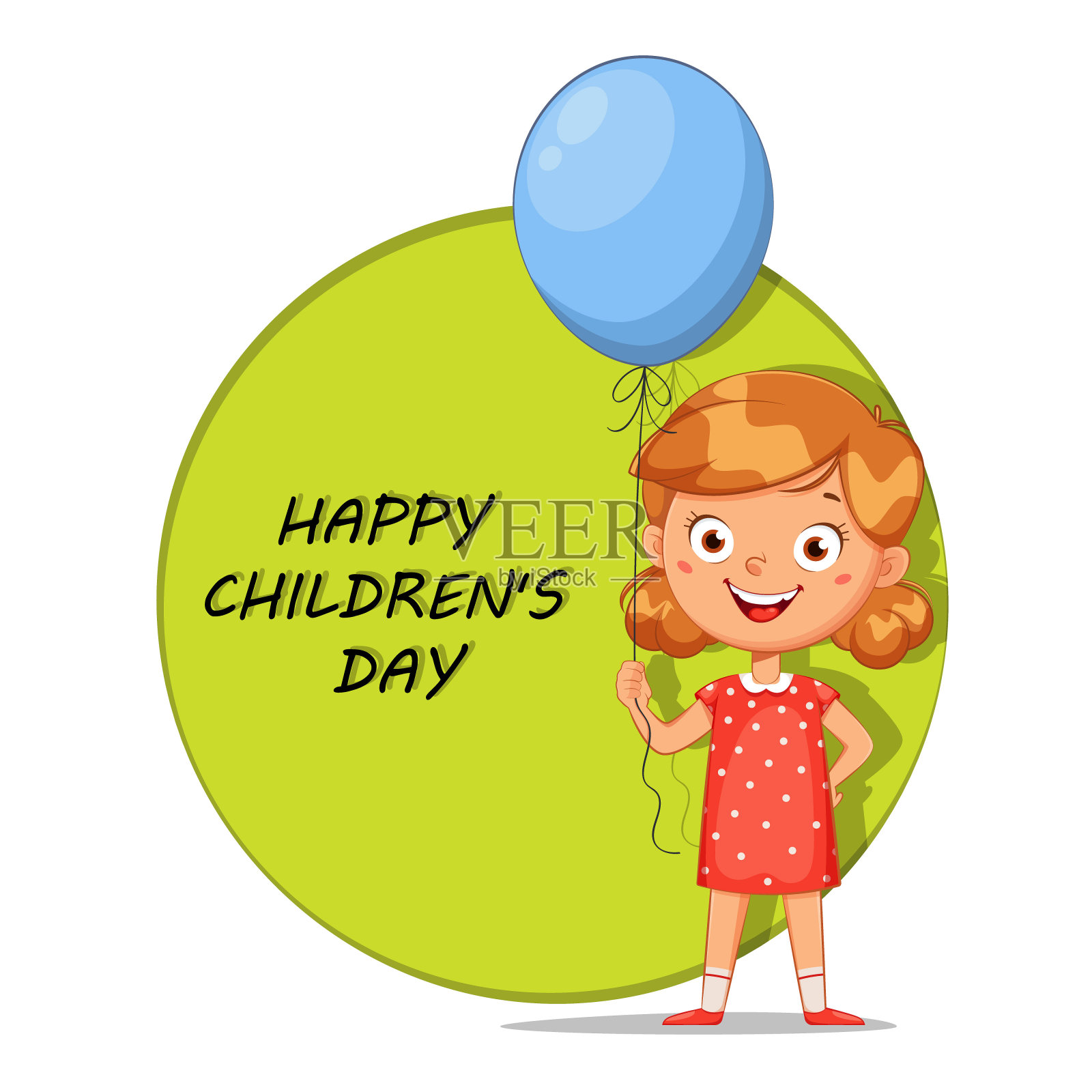 儿童节快乐。可爱的小女孩插画图片素材
