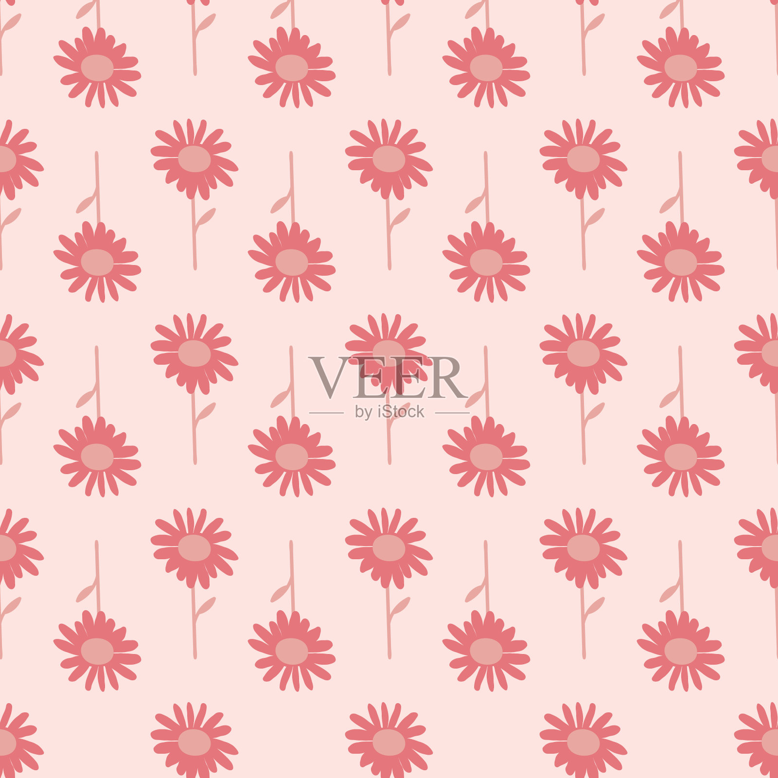 粉色手绘波西米亚花无缝图案印花插画图片素材