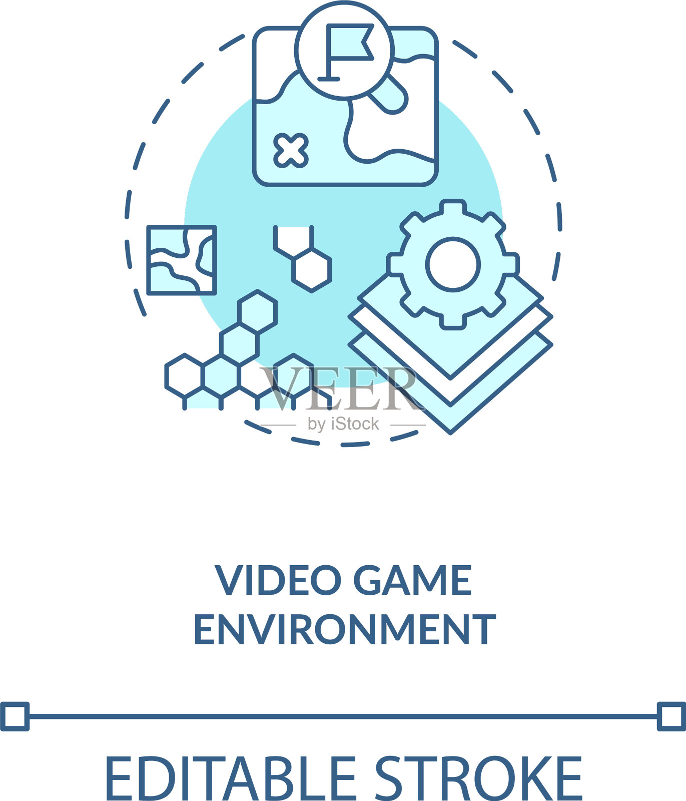 视频游戏环境概念图标插画图片素材