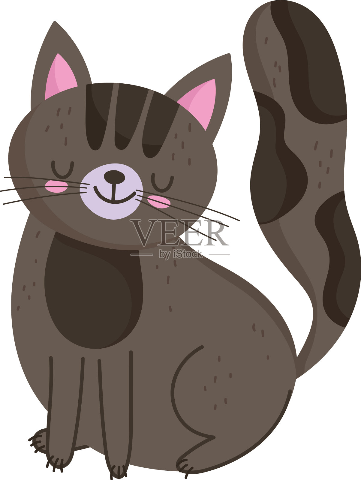 宠物猫坐在卡通猫平设计元素图片