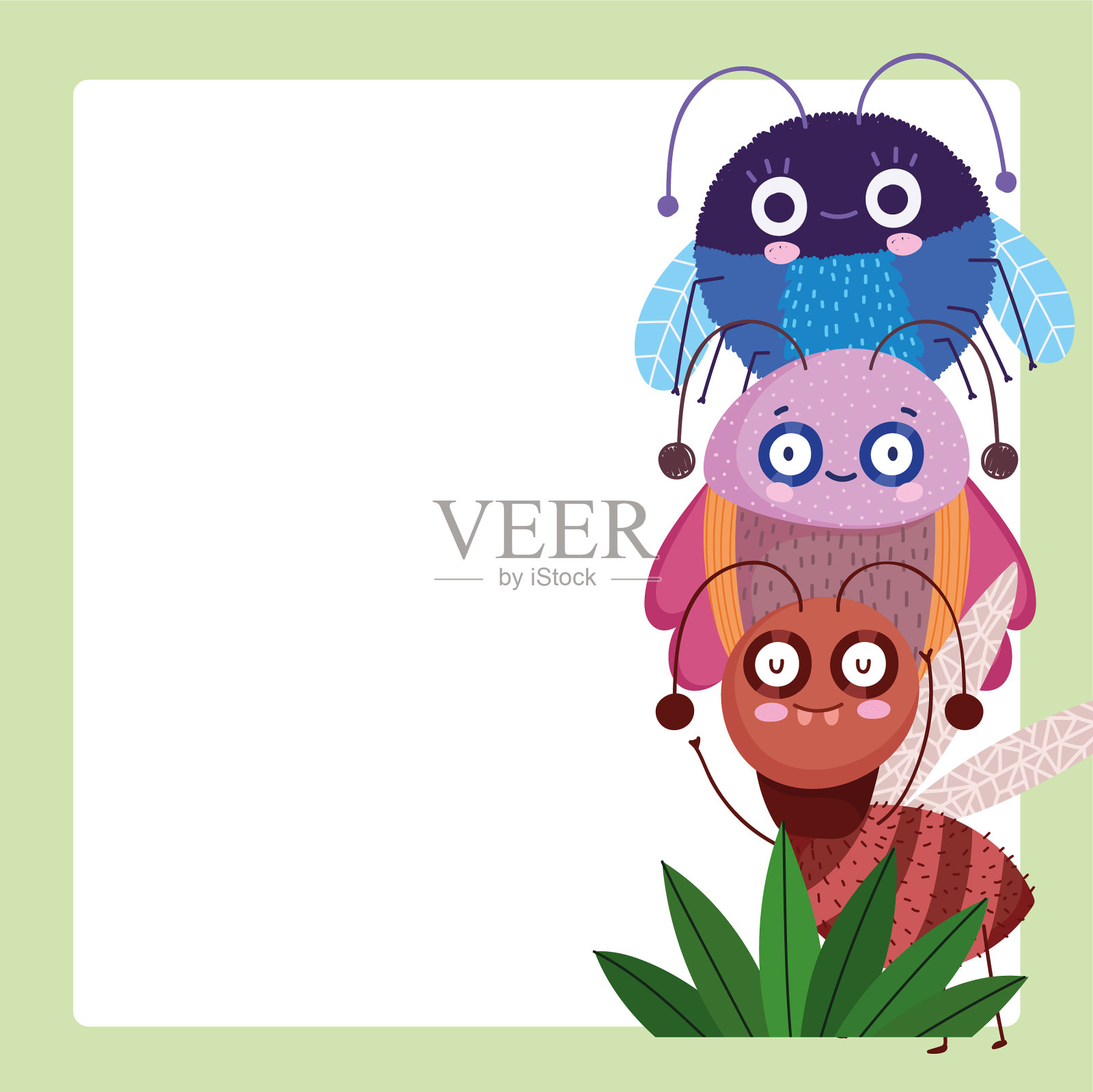 有趣的虫子，生物，动物，卡通横幅插画图片素材