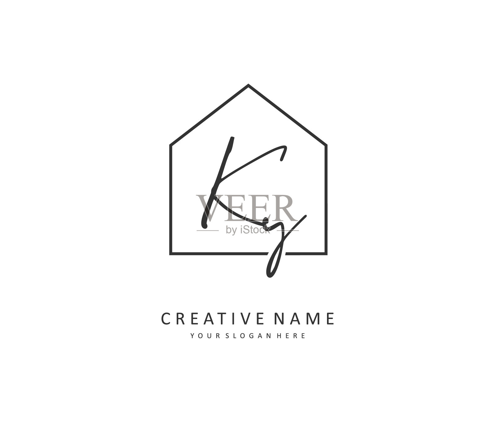 Ky首字母手写和签名标志插画图片素材