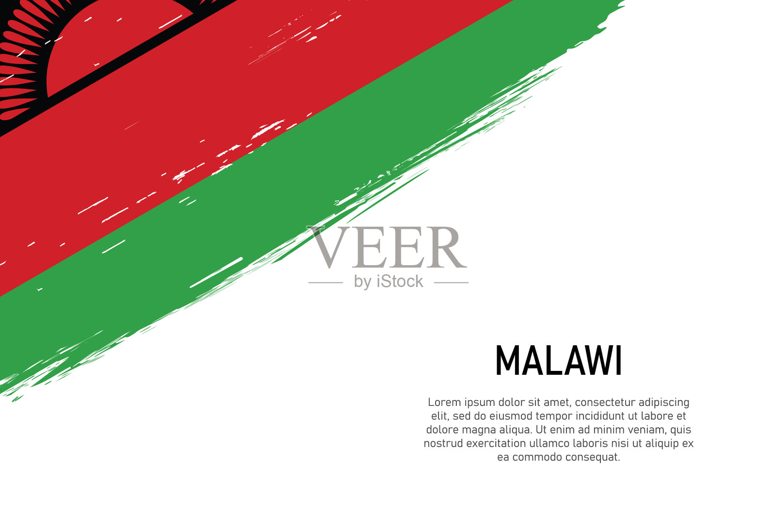 Grunge风格的画笔描边背景与旗帜插画图片素材