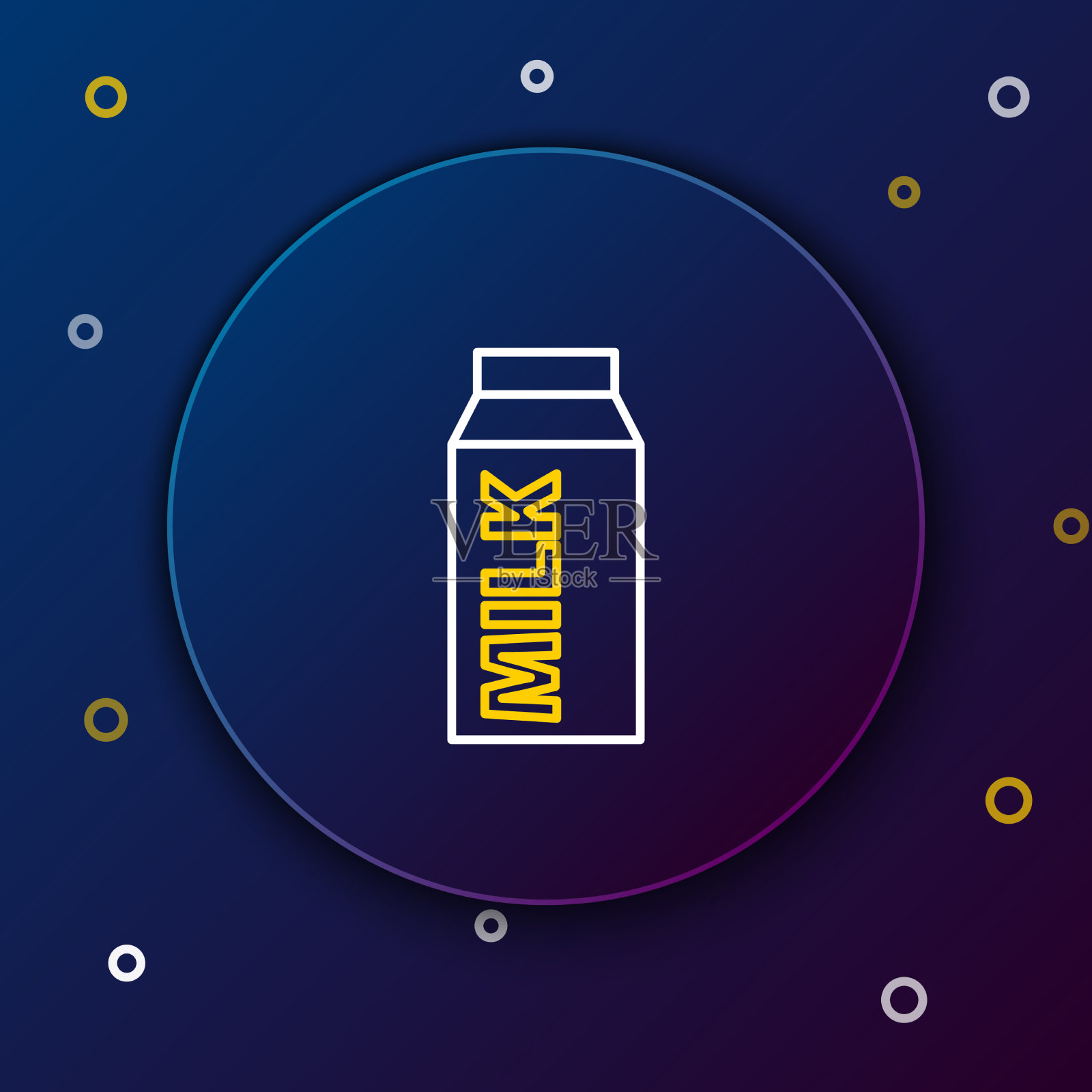 线纸包装的牛奶图标隔离在蓝色插画图片素材