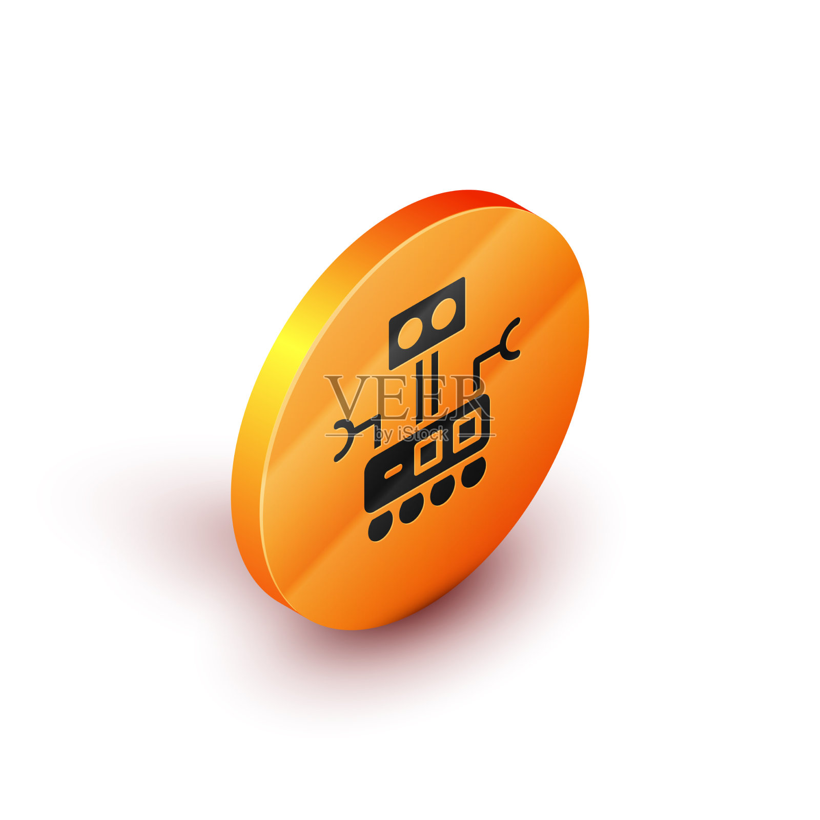 等距机器人图标孤立在白色背景插画图片素材