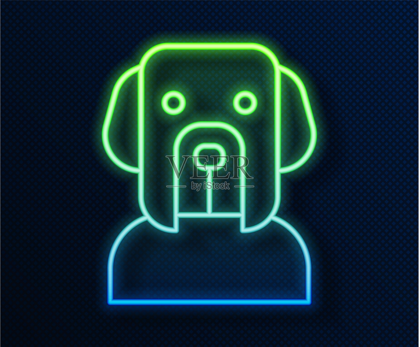 发光的霓虹线狗图标孤立在蓝色插画图片素材