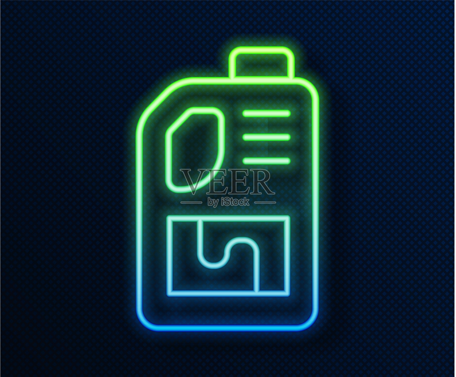 发光的霓虹灯线排水管清洁瓶图标插画图片素材