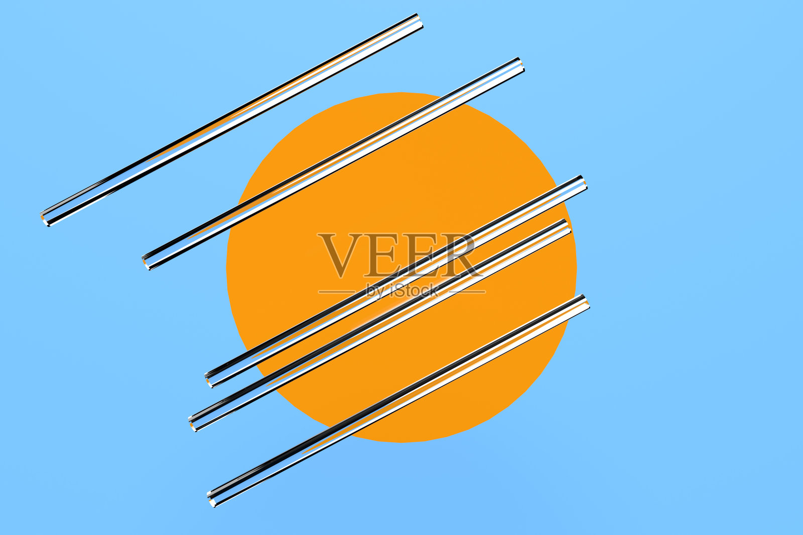 简约抽象的背景。圆圈和玻璃棒。3 d渲染。照片摄影图片