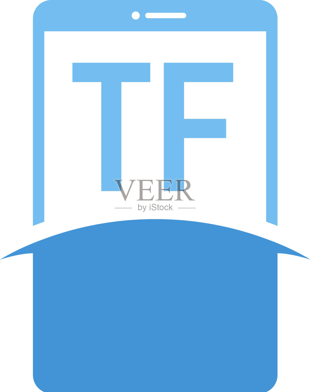 Tf字母标志设计与智能手机图标插画图片素材