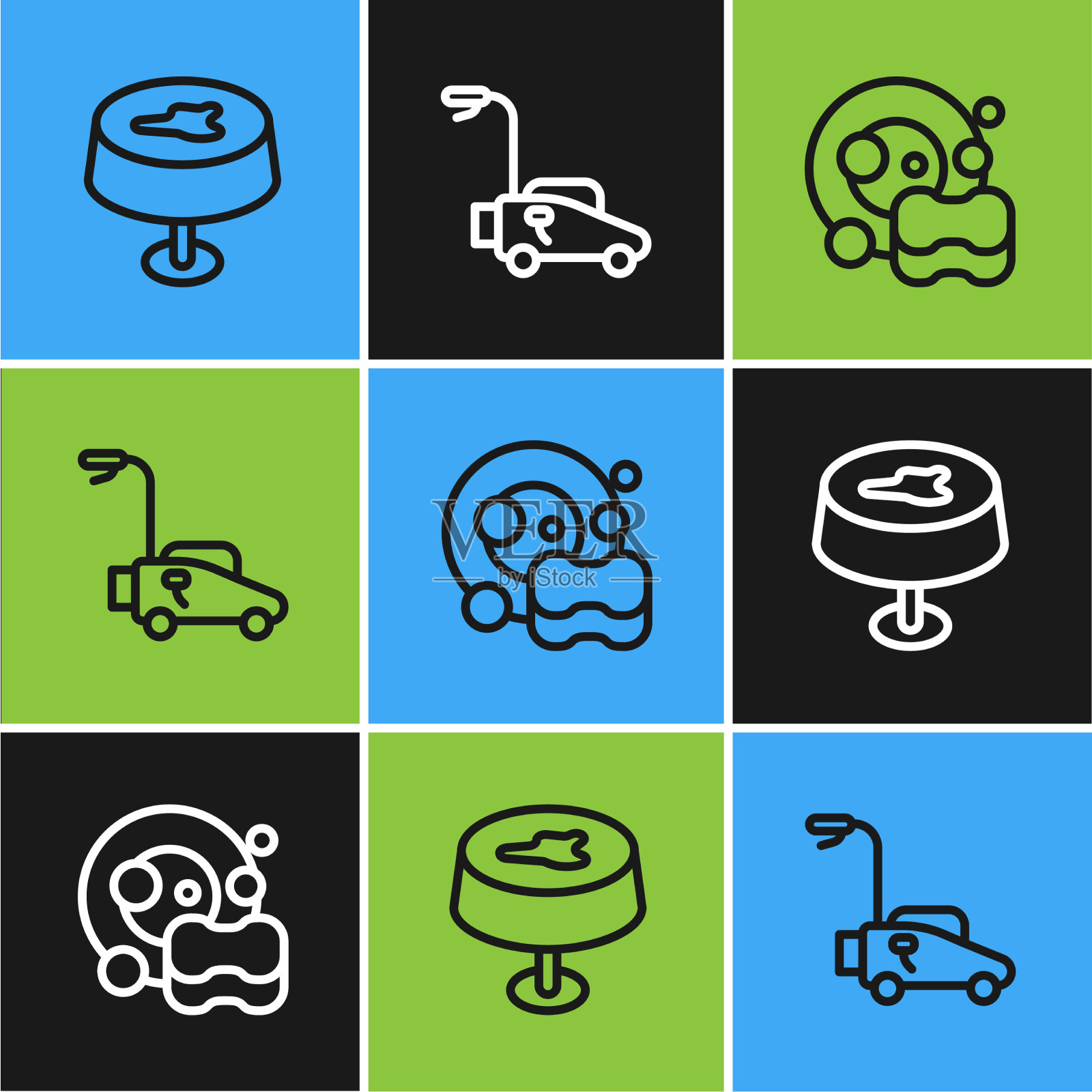 在洗盘子的桌布上设置线条污迹插画图片素材