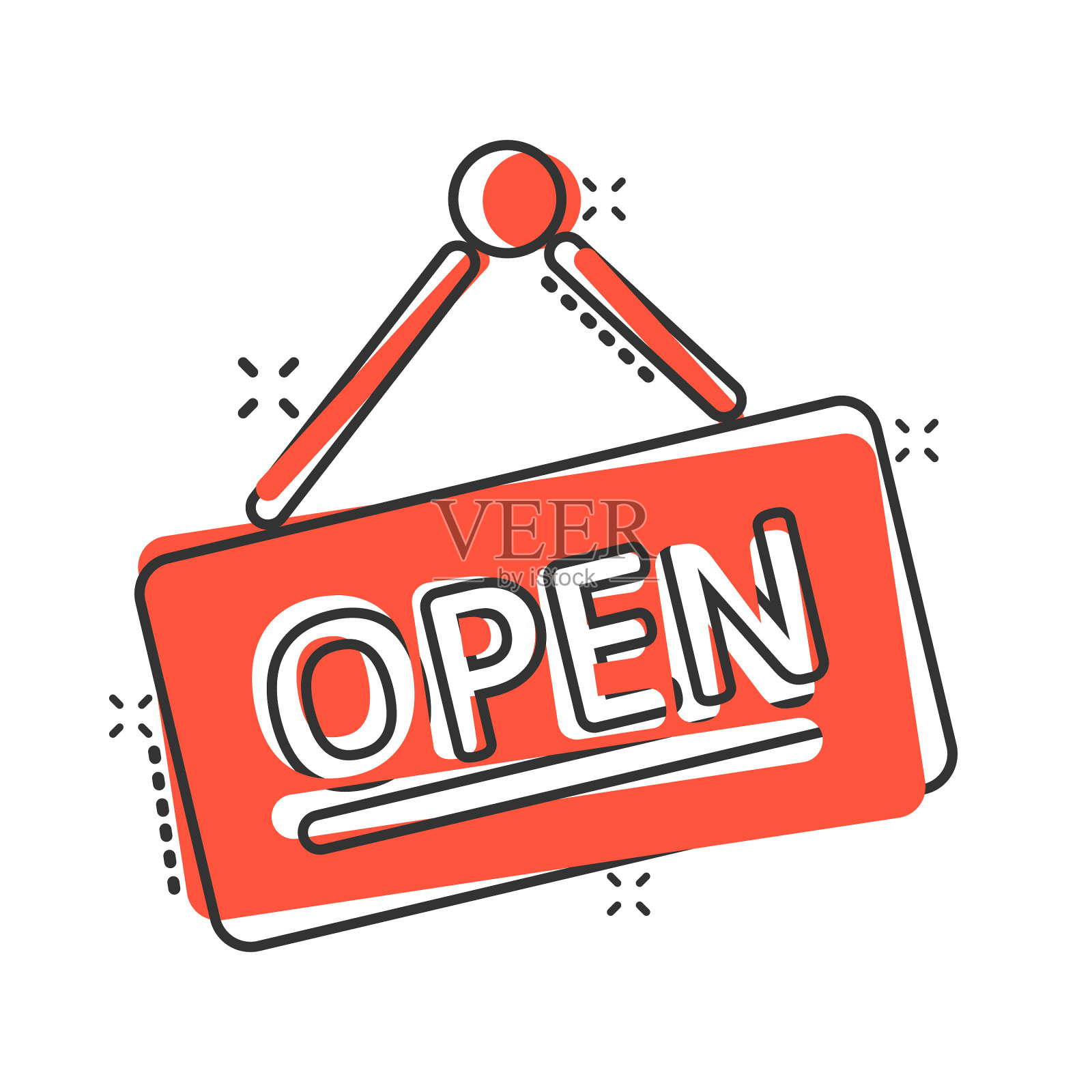 打开标志图标在漫画风格的可访问性设计元素图片