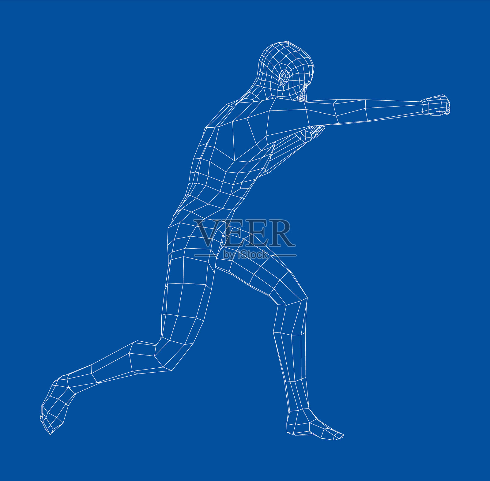 线框拳击的男人插画图片素材