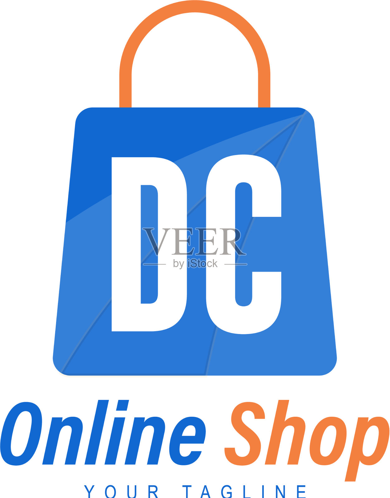 Dc字母标志设计与购物袋图标插画图片素材