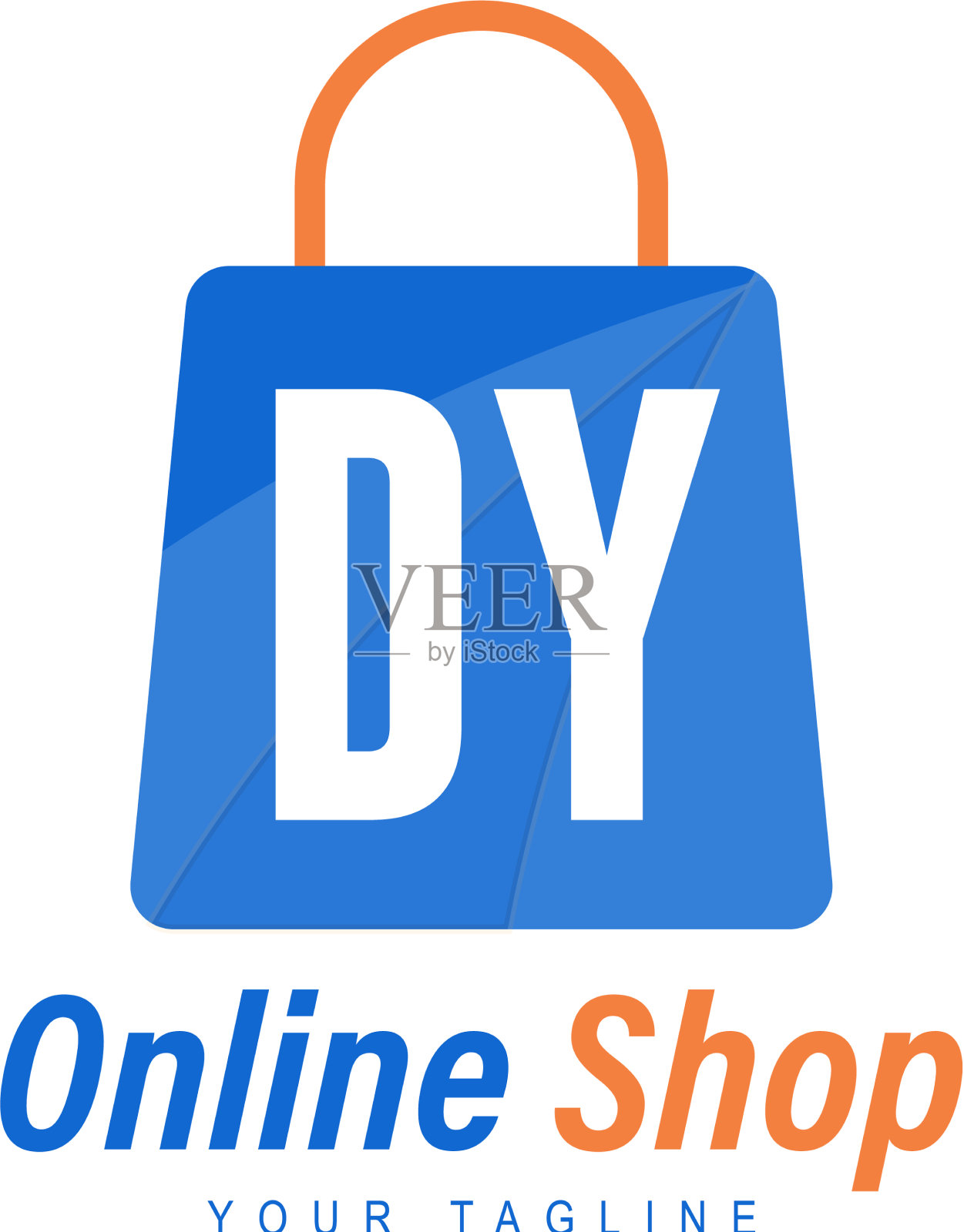 Dy字母标志设计与购物袋图标插画图片素材