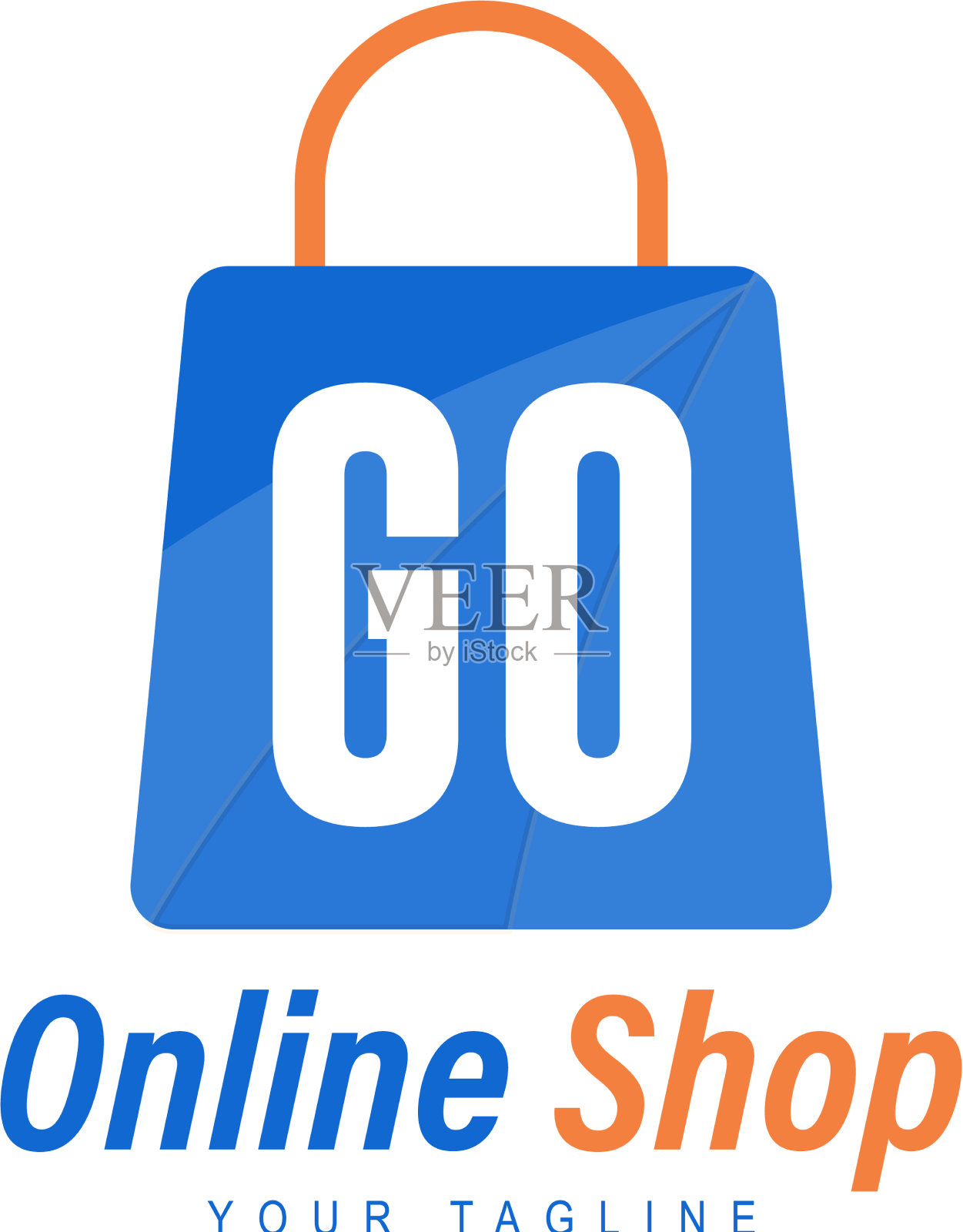 去字母标志设计与购物袋图标插画图片素材