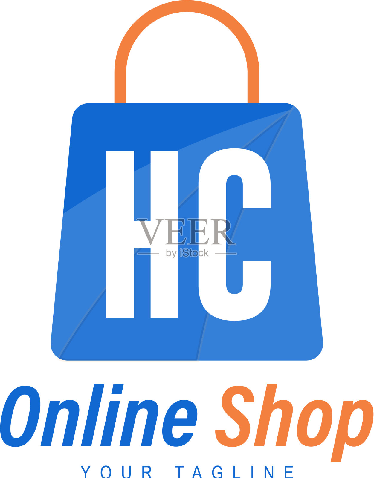 Hc字母标志设计与购物袋图标插画图片素材