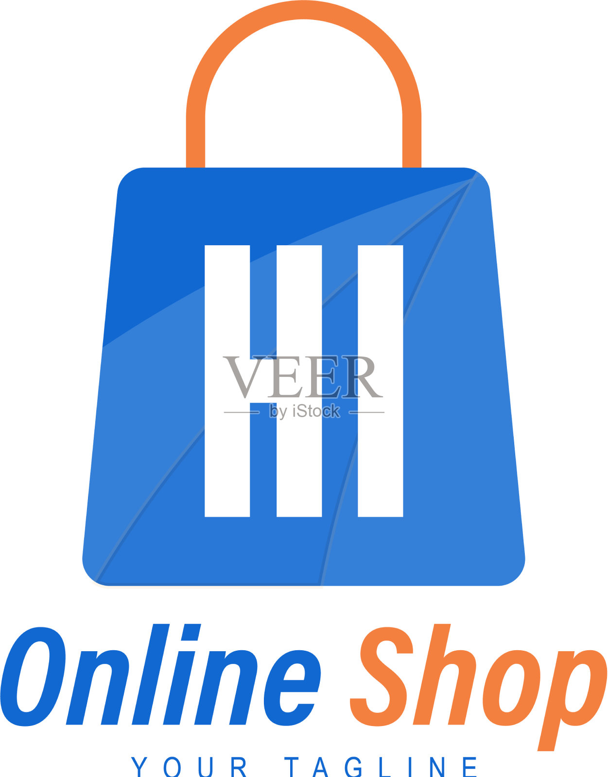 Hi字母标志设计与购物袋图标插画图片素材