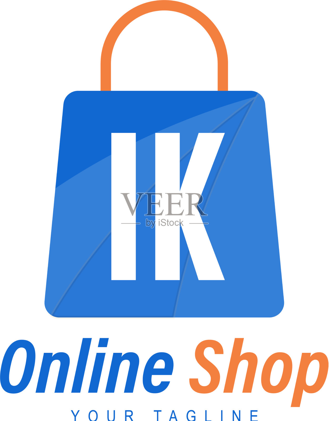 Ik字母标志设计与购物袋图标插画图片素材