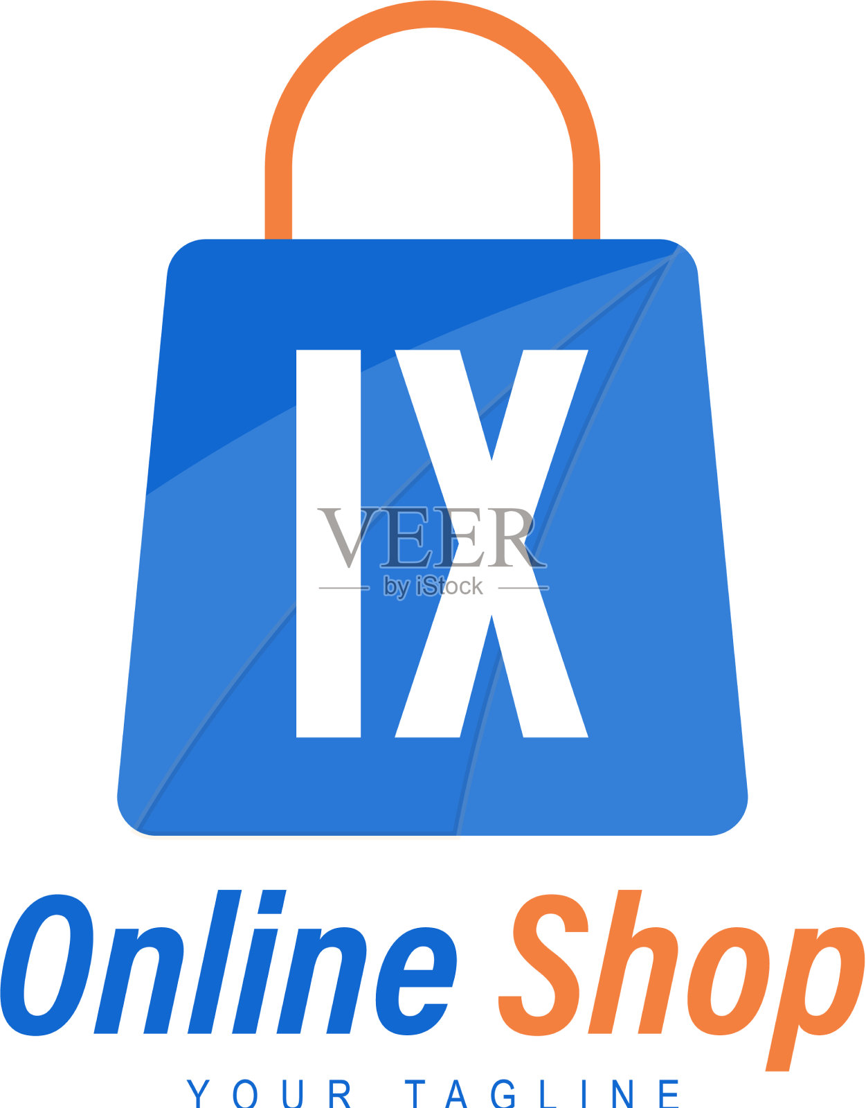 九字标志设计与购物袋图标插画图片素材