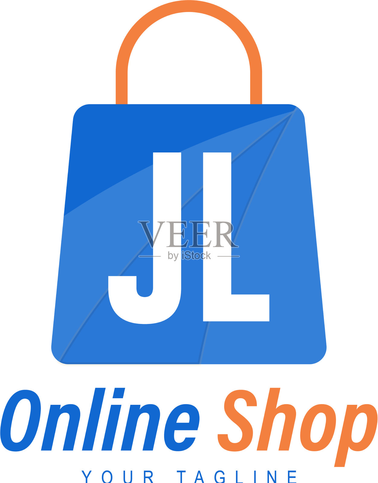 Jl字母标志设计与购物袋图标插画图片素材