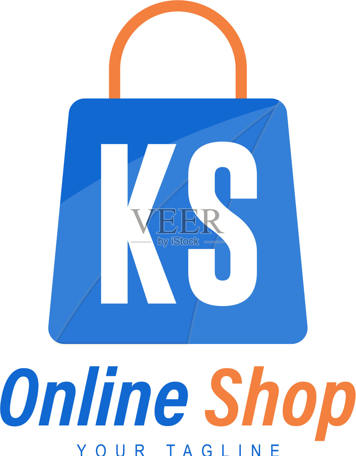 Ks字母标志设计与购物袋图标插画图片素材