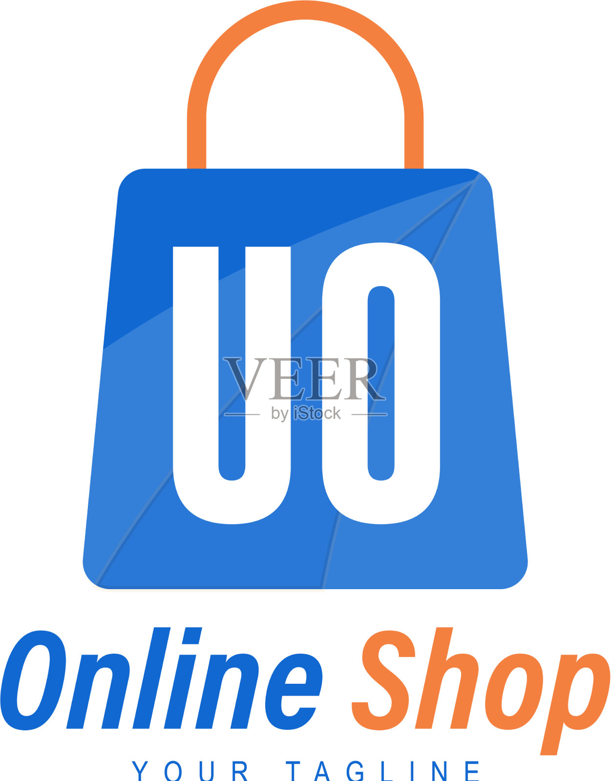 欧信标志设计与购物袋的图标插画图片素材