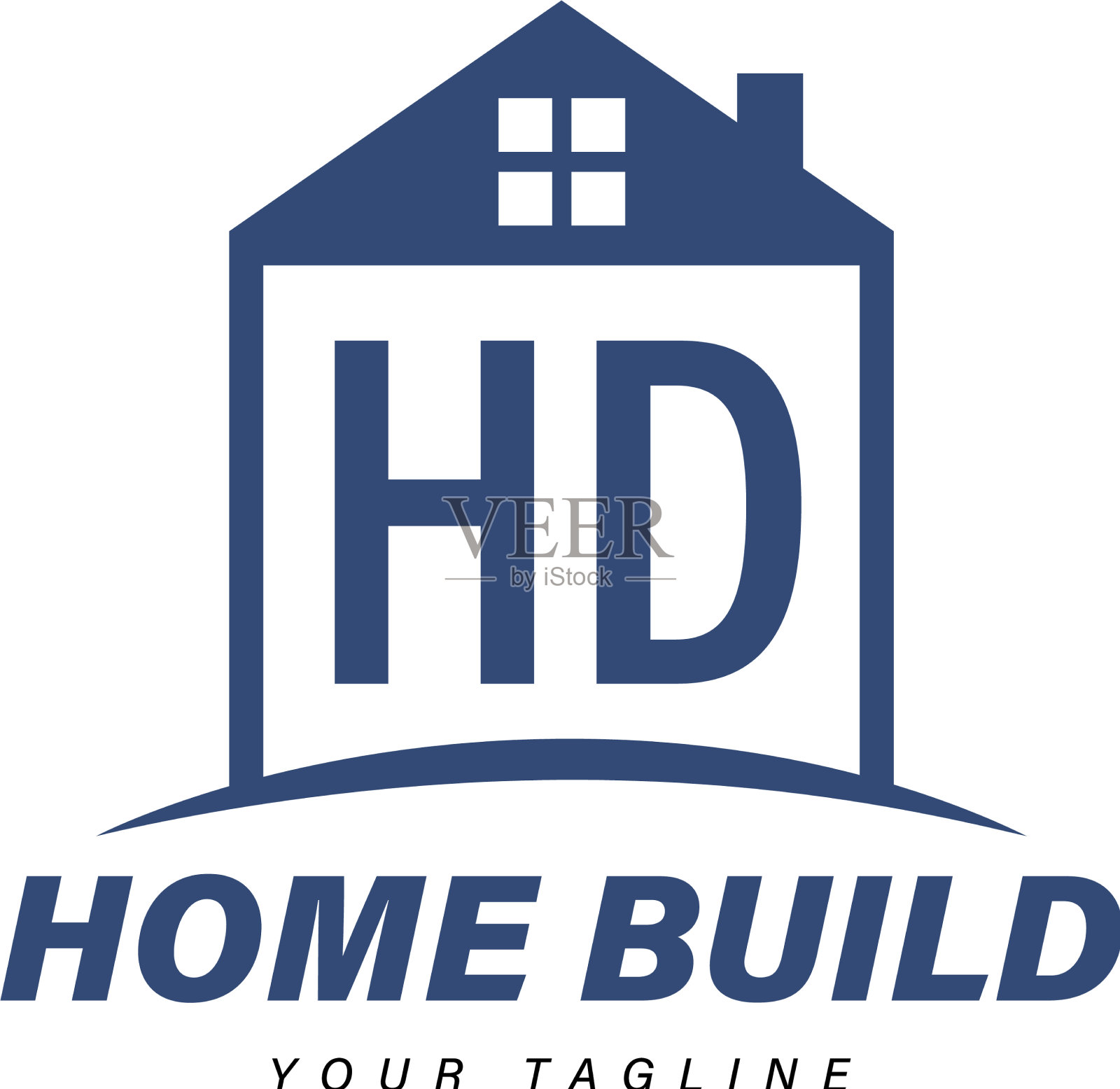 Hd字母标志设计与家图标现代插画图片素材