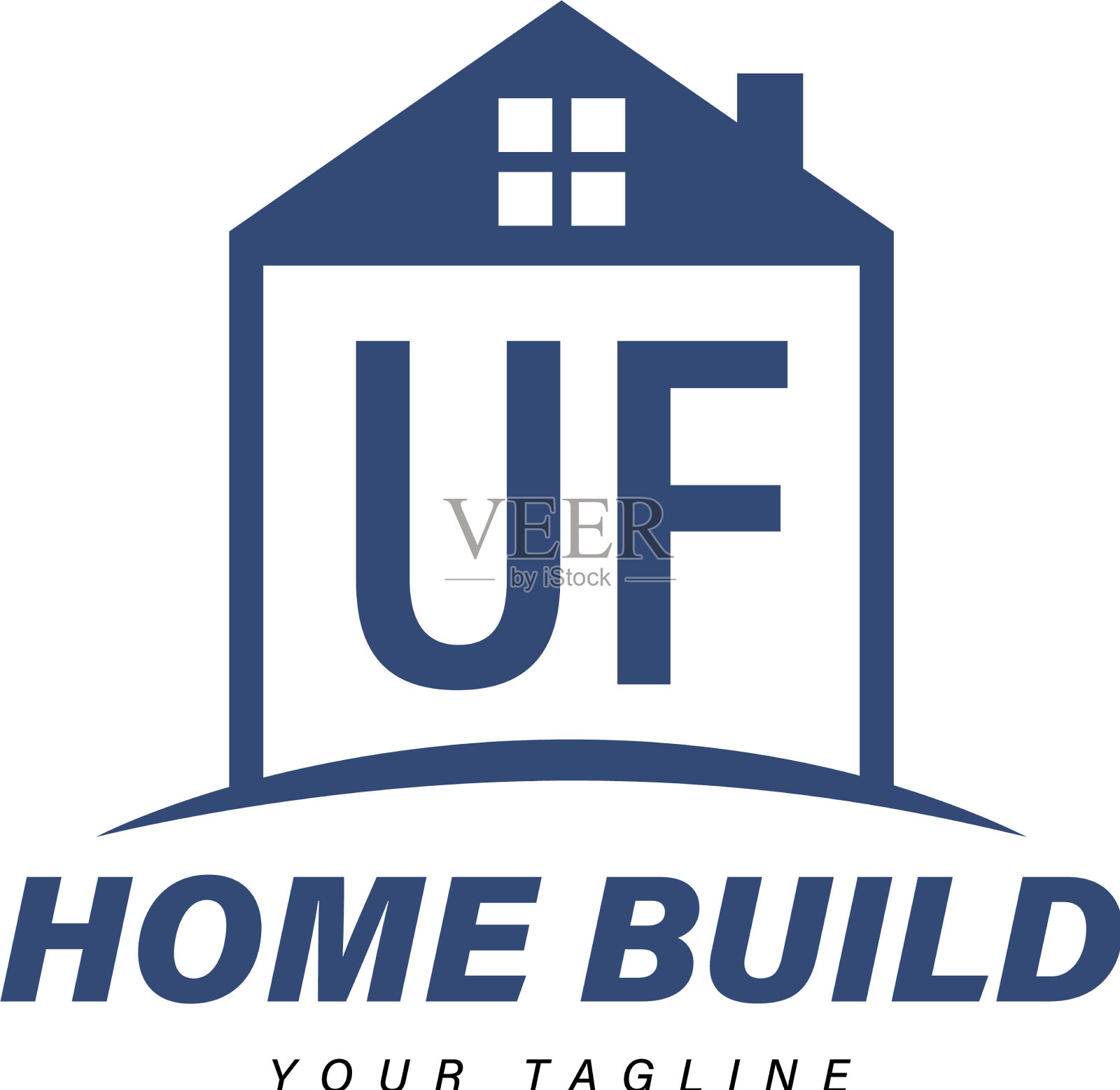 Uf字母标志设计与家图标现代插画图片素材