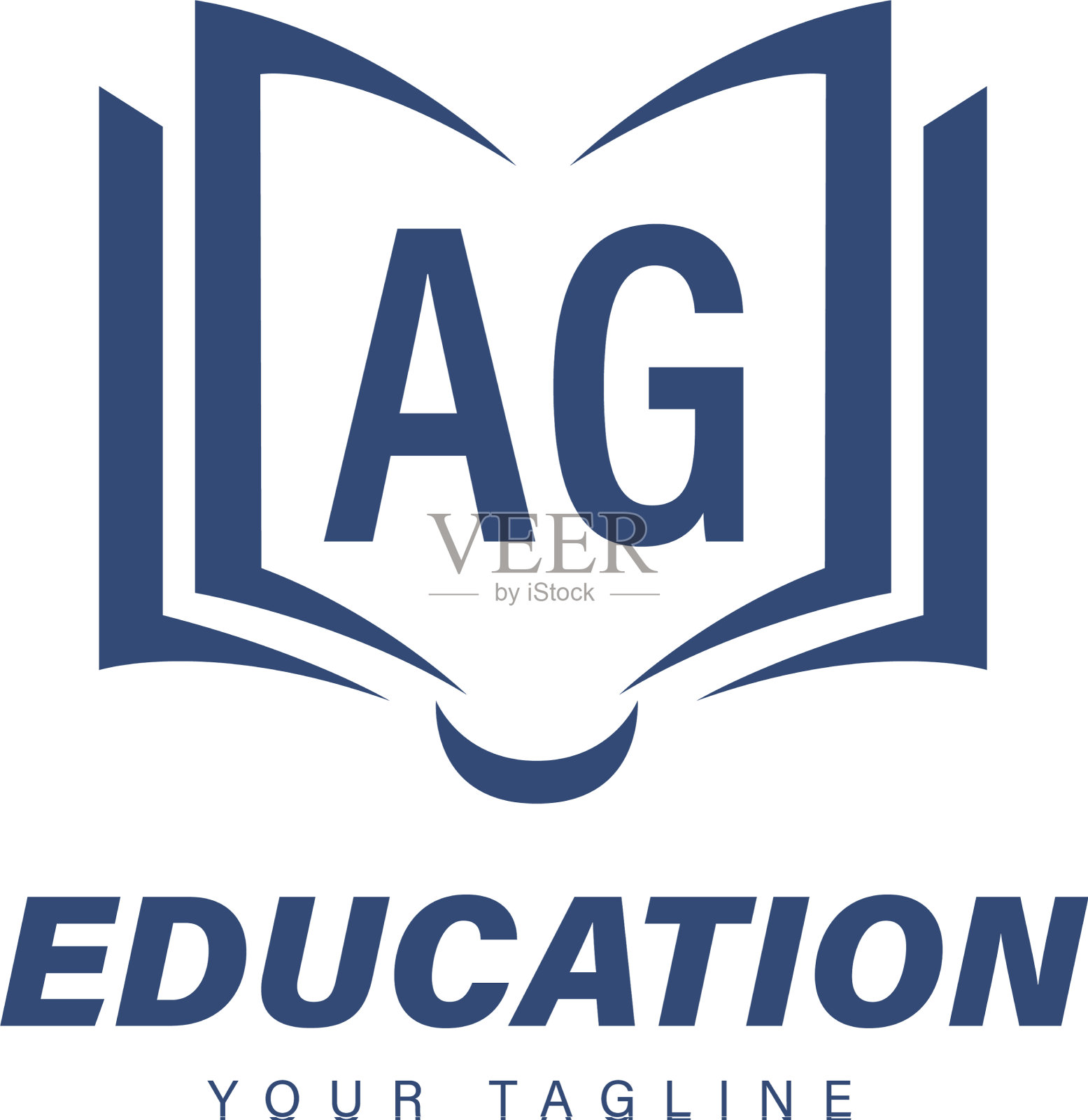 Ag字母标志设计与书图标现代插画图片素材