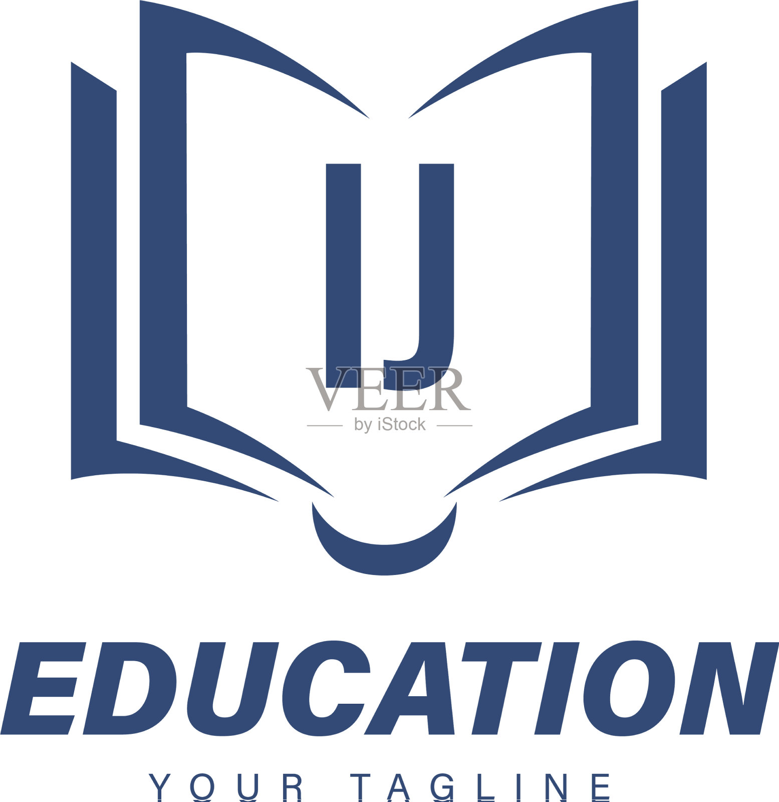 Ij字母标志设计与书图标现代插画图片素材