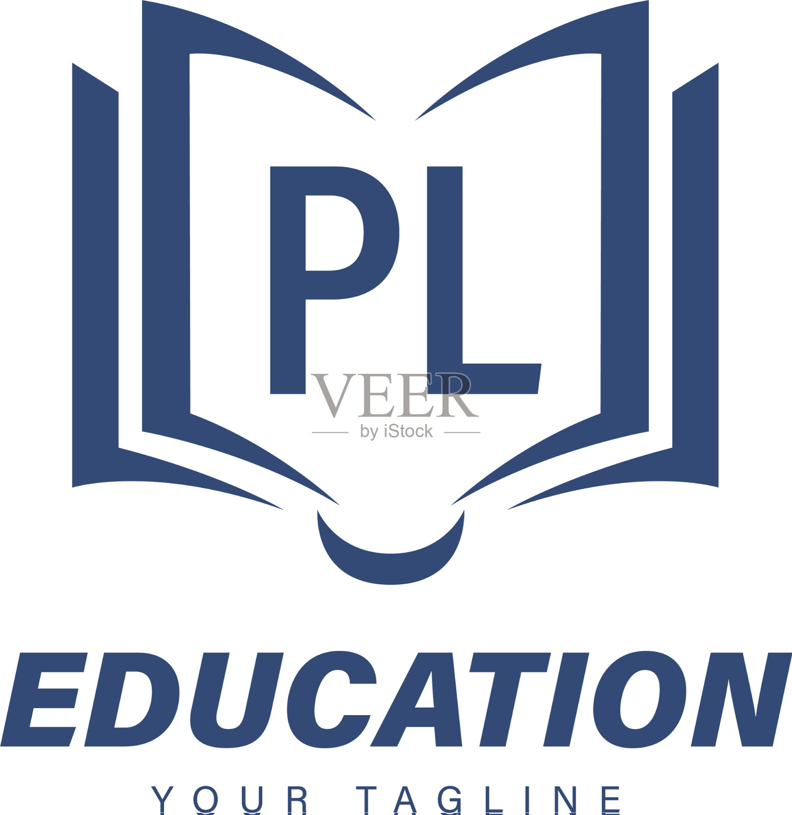 Pl字母标志设计与书图标现代插画图片素材