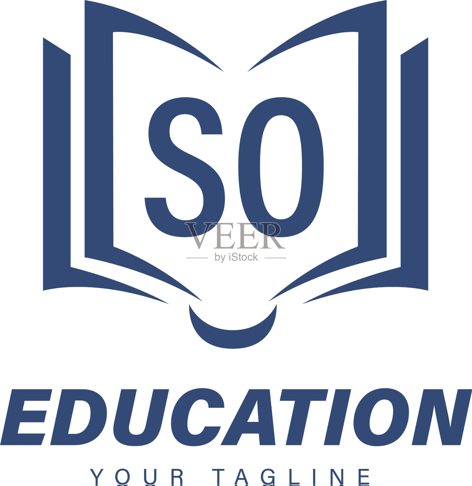 所以字母标志的设计与书的图标很现代插画图片素材