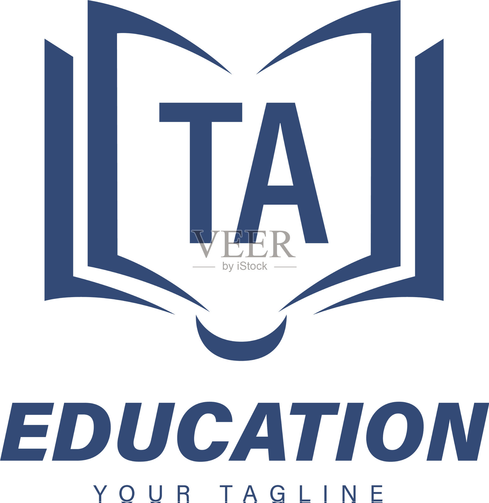 Ta字母标志设计与书图标现代插画图片素材