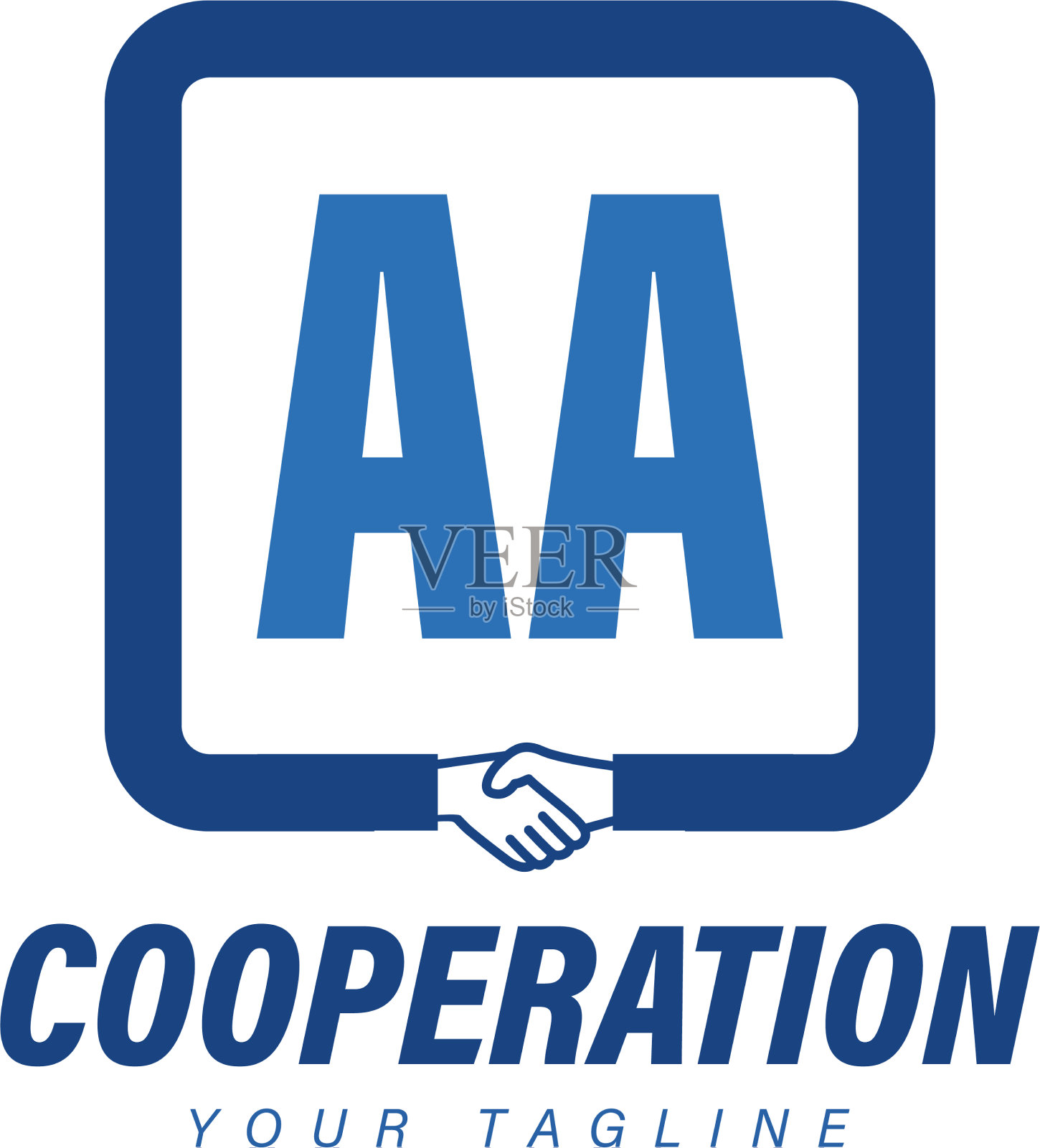 Aa字母标志设计与握手图标现代插画图片素材