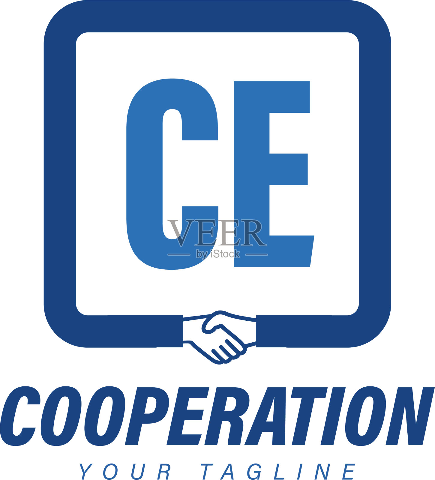 Ce字母标志设计与握手图标现代插画图片素材