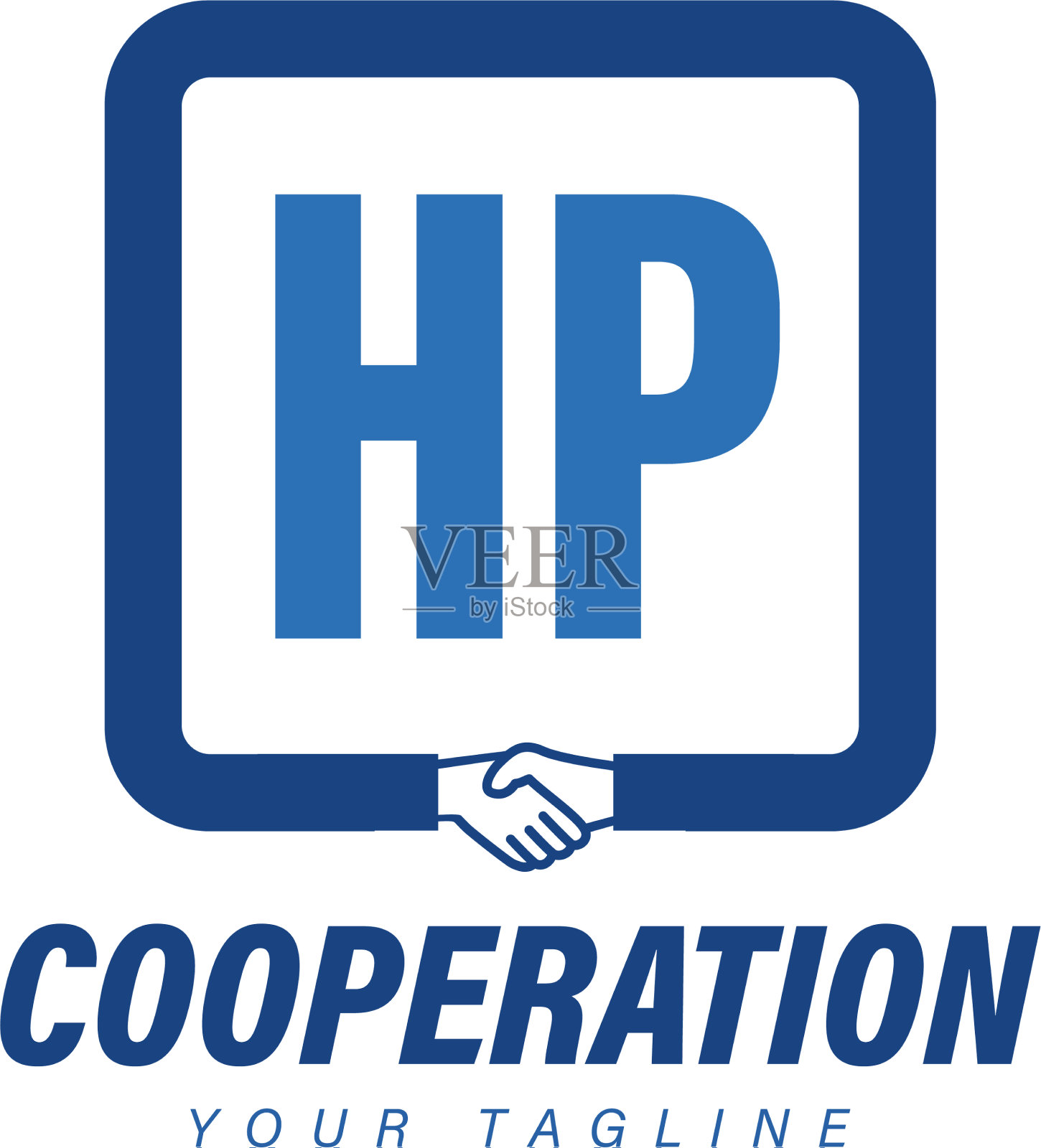 惠普字母标志设计与握手图标现代插画图片素材