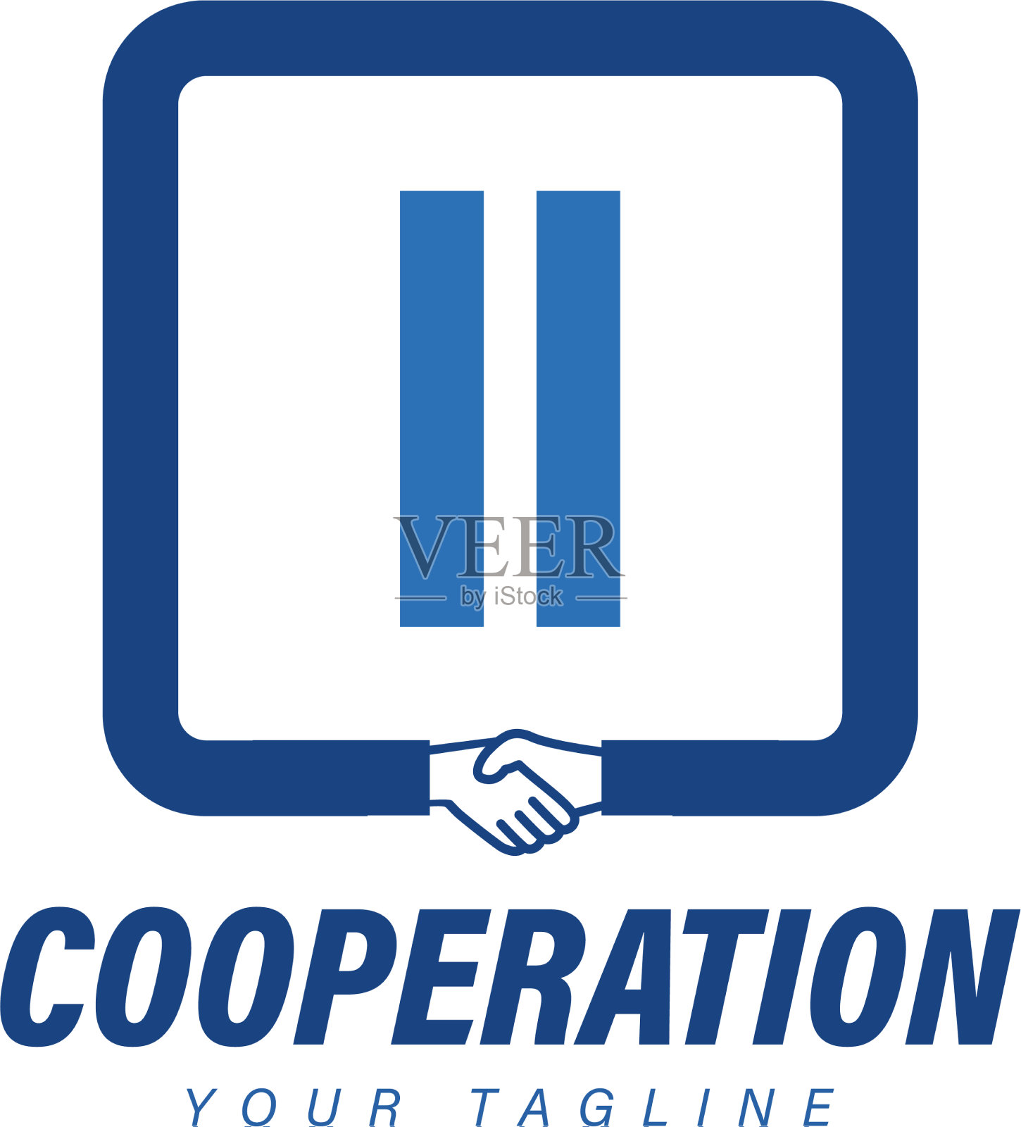 字母标志设计与握手图标现代插画图片素材