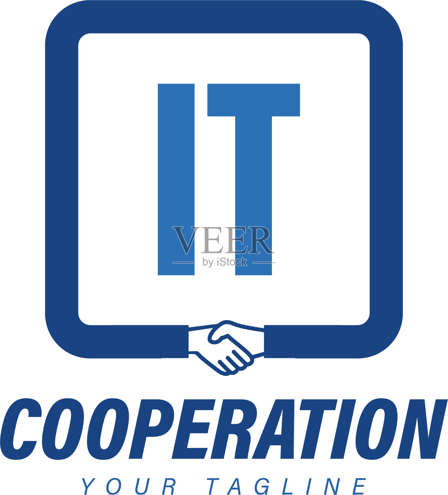 它的字母标志设计与握手图标现代插画图片素材