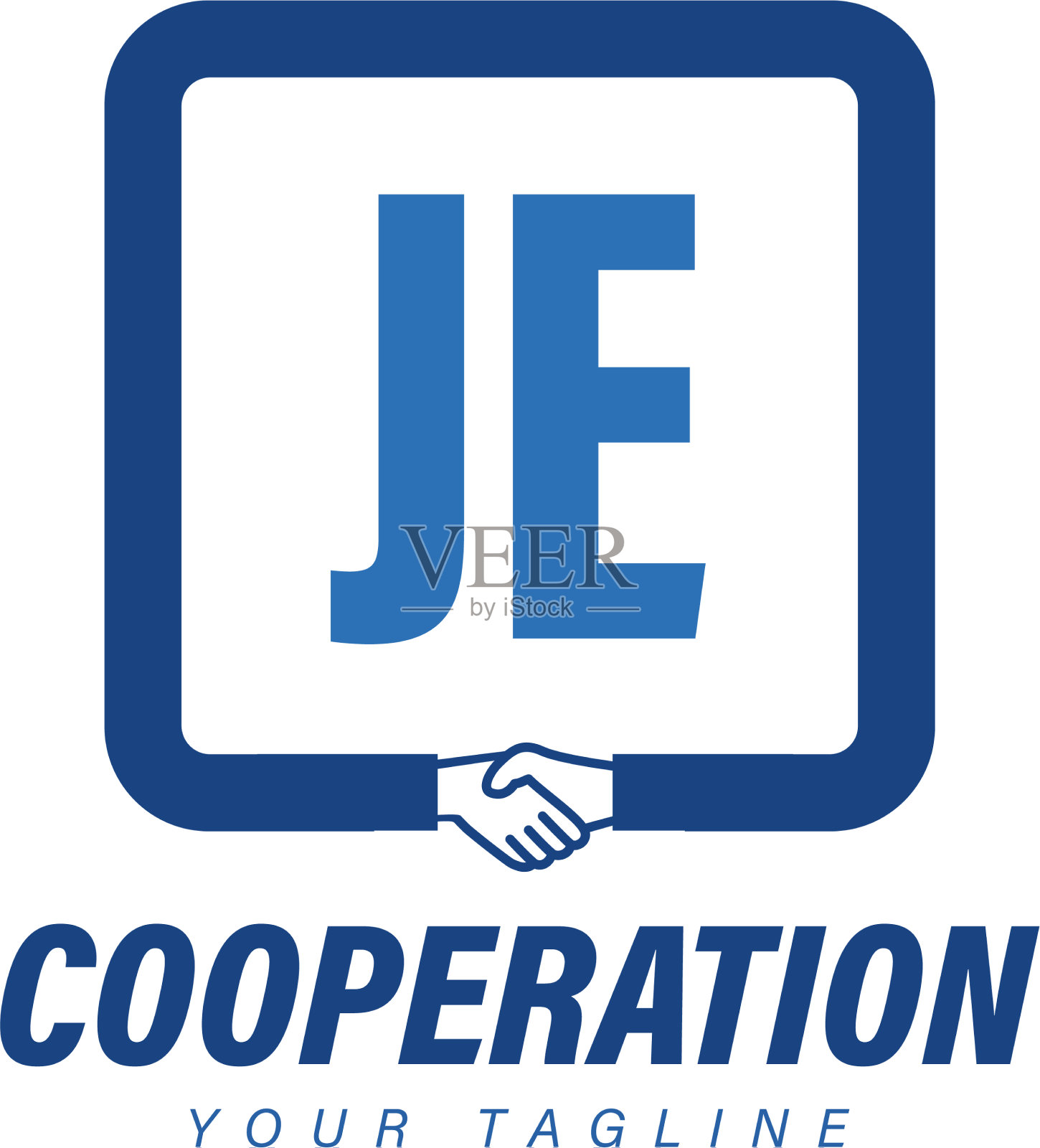 我的字母标志设计与握手图标现代插画图片素材