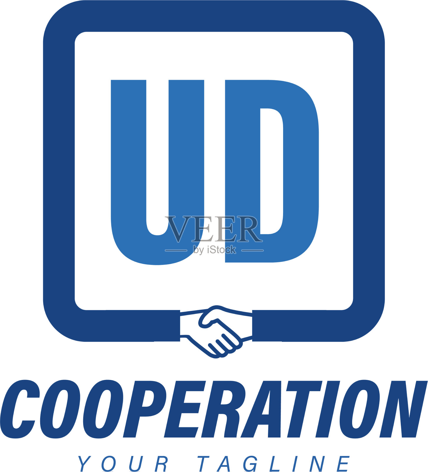 Ud字母标志设计与握手图标现代插画图片素材