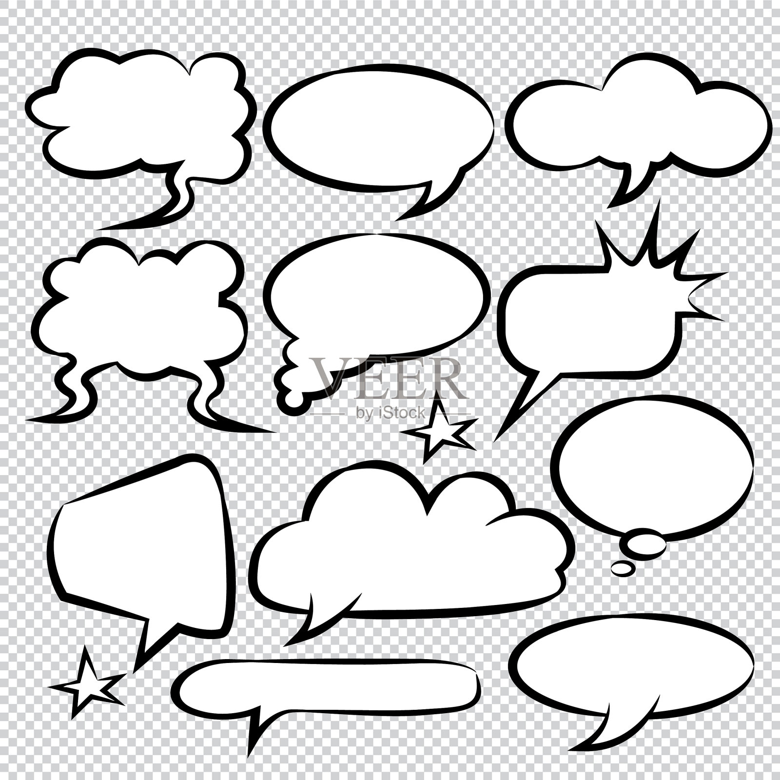 漫画演讲气泡图标收集颜色插画图片素材