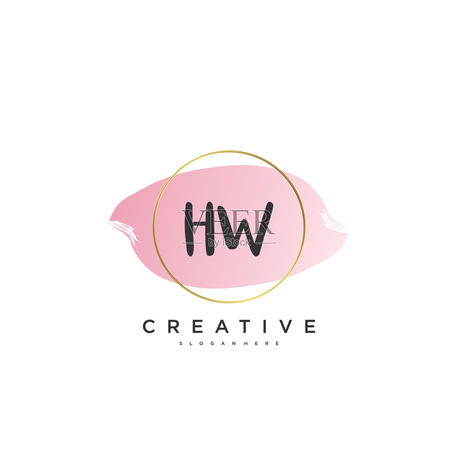 Hw美初始标志手写标志艺术插画图片素材