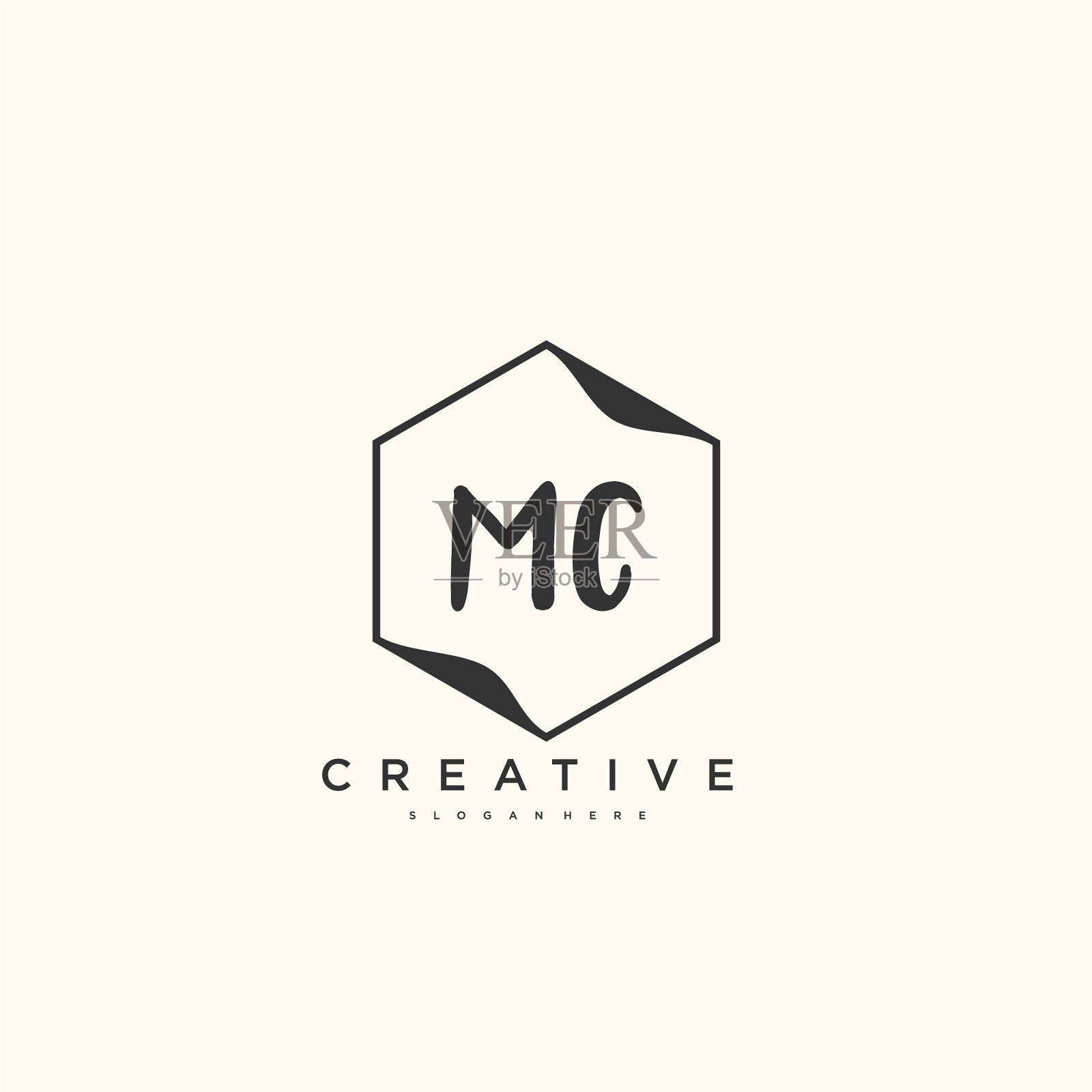 MC美初始标志手写标志艺术插画图片素材