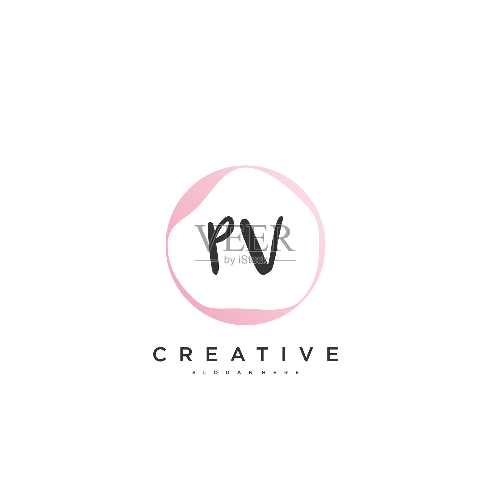 Pv美初始标识手写标识艺术插画图片素材